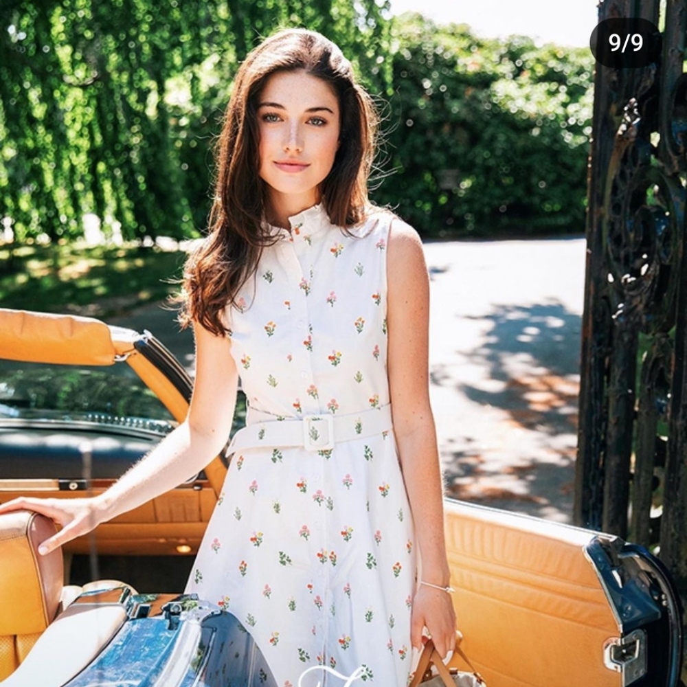 Kiel James Patrick white floral poplin dress